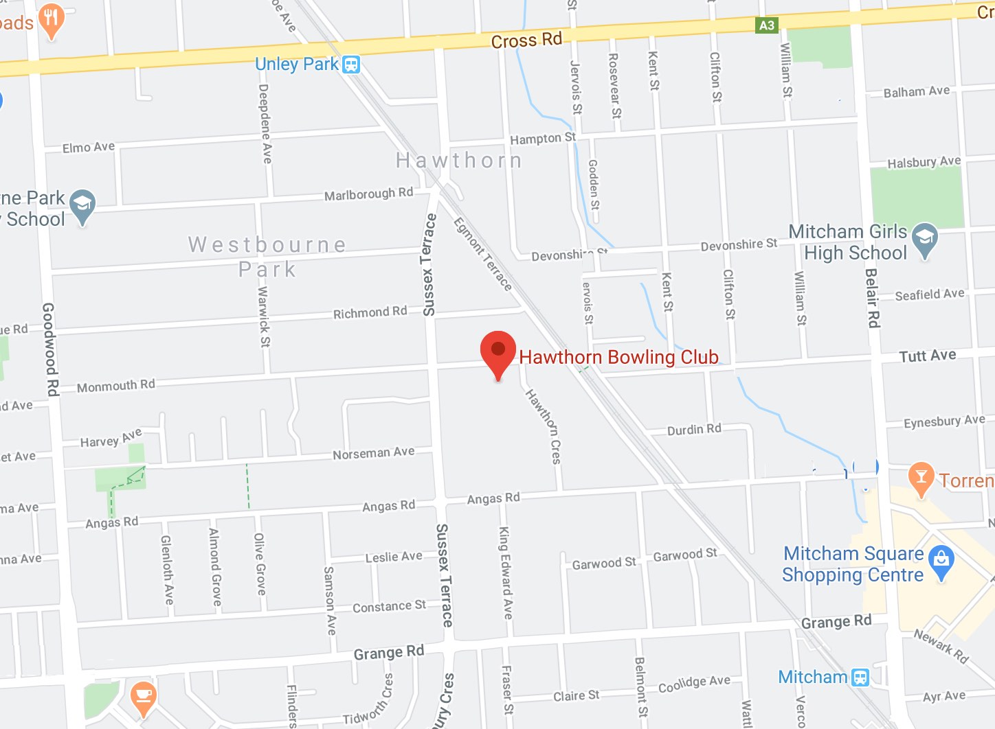 Location of Hawthorn Bowling Club